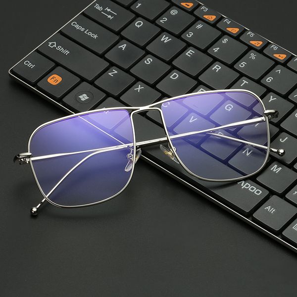 

anti-blu-ray lenses metal mens computer gaming glasses women's square work glasses unique optical eyewear frames nx, Silver
