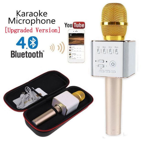 

Q7 микрофон Q9 беспроводные микрофоны Bluetooth Magic Karaoke микрофон с 4-мя динамиками микрофон Fun Voice Change профессиональный динамик