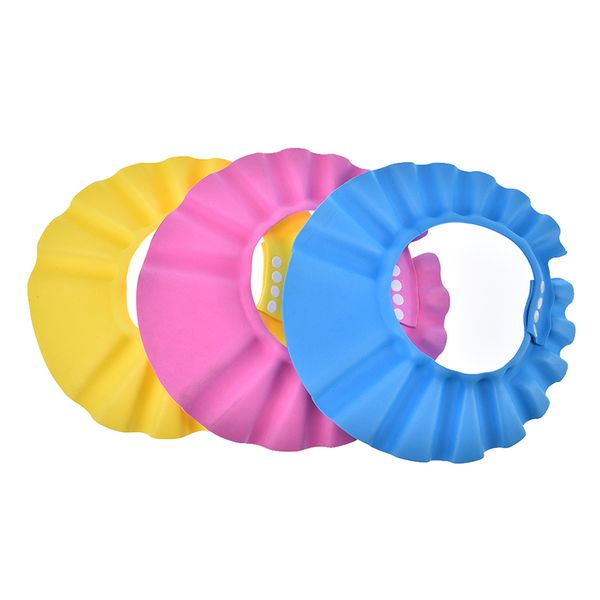 

bathing bath protect soft cap hat eva foam adjustable for baby children kids yellow pink blue safe shampoo baby shower cap