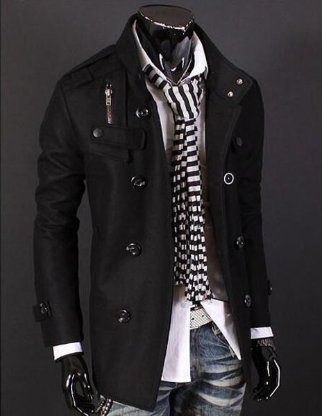 

Mens Designer Jacket Winter Autumn Trench Coats Male Stand Collar Overcoat Casacos Double Breasted with Buttons