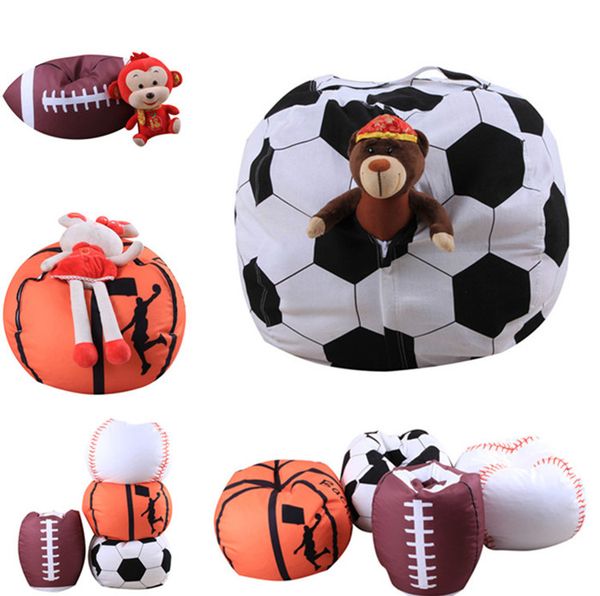 

storage bag football kids stuffed animal plush toy bean bag basketball pouch stripe fabric chair housekeeping organizers 10pcs t1i878