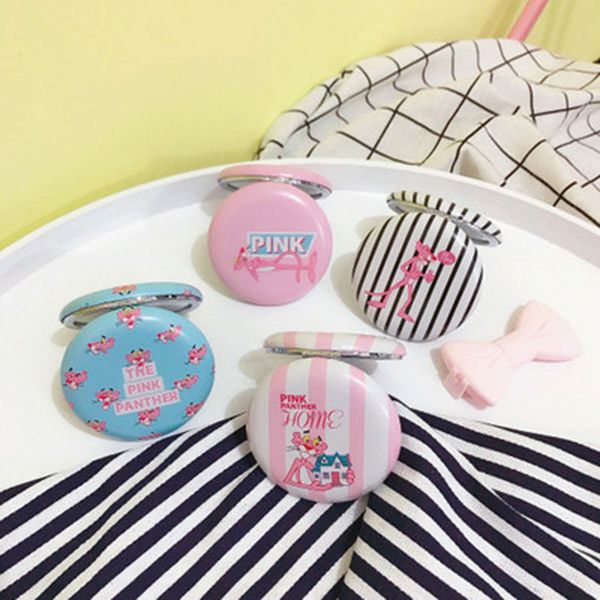 

round stripe make up mirror monkey print pocket mirror round double side cosmetic small folding