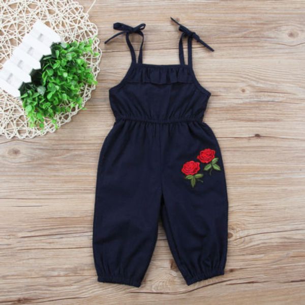 

fashion kids baby girls strap flower sling halter romper playsuit outfit clothes, Blue