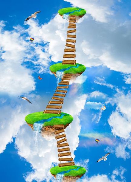 

3d пол фрески дорожки на острове в небе подвеска деревянный мост 3d открытый рисунок