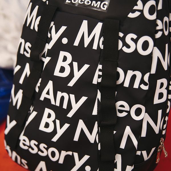 

printed nylon backpack graffiti letters retro bag big bag manufacturers selling college students