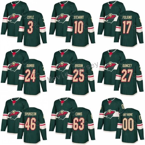 

Custom Jerseys 2018 New Style 17 Marcus Foligno Minnesota Wild Jersey Make Custom 25 Jonas Brodin 27 Kyle Quincey 63 Tyler Ennis Green