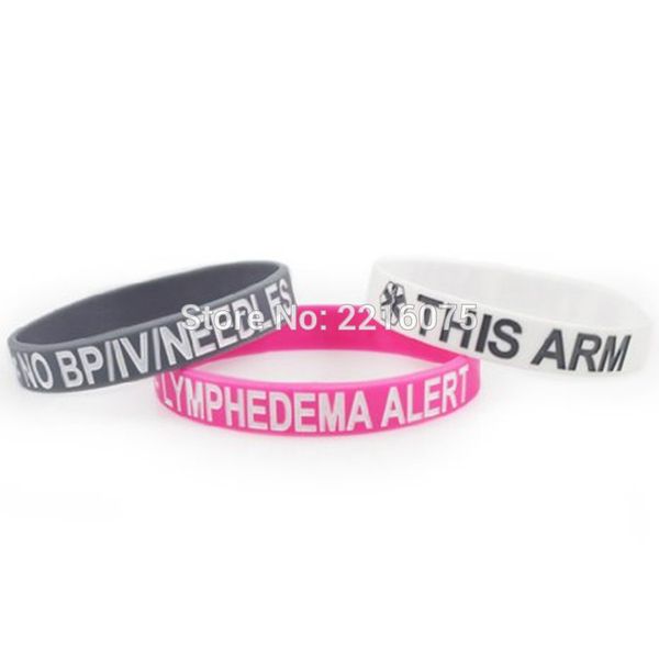 

300pcs medical alert no bp iv needles lymphedema alert wristband silicone bracelets by dhl express, White