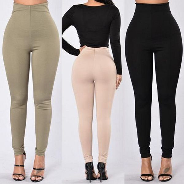 

women pencil pants longline high-rise comfy back zip casual skinny plain long pants high waist stretchy elastic slim trousers, Black;white