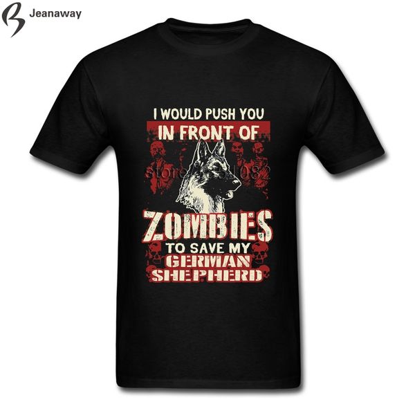 

multi-color german shepherd dog zombies men t-shirt white short sleeve custom spring summer retro tees, White;black