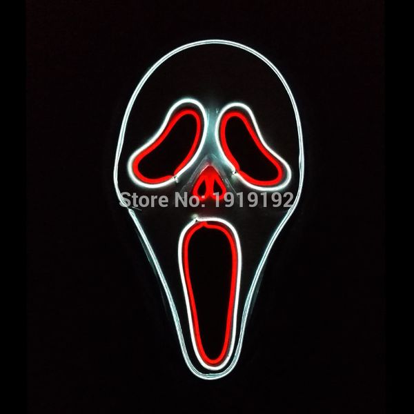 

24 type sound activated halloween ghost faces mask el wire glowing flexible led neon light mask for masquerade party decoration