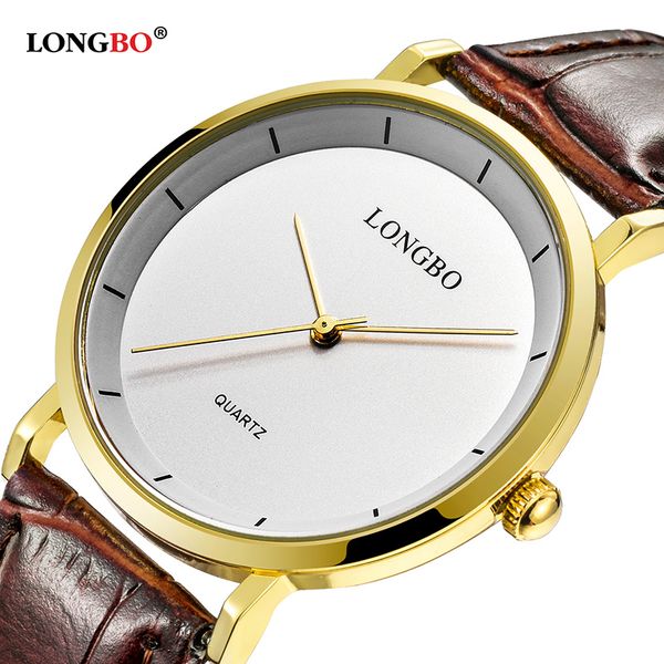 

2018 longbo luxury quartz watch casual fashion good leather strap watches men women couple sports analog student wristwatch gift, Slivery;brown