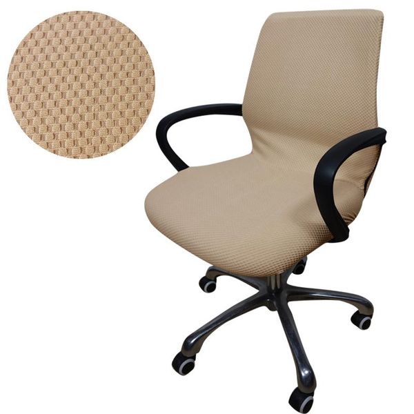 Jacquard Checked Computer Office Chair Cover Side Zipper Arm Chair Cover Seat Slipcover Stretch Rotating Lift Chair Covers Dining Table Seat Covers