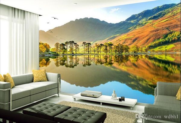 

3d wallpaper custom p non-woven mural rural pastoral lake scenery room decor painting picture 3d wall muals wall paper for walls 3 d