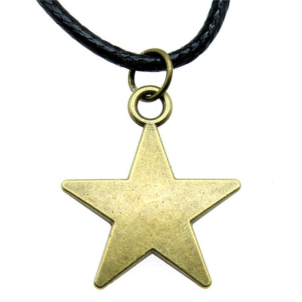 

wysiwyg 5 pieces leather chain necklaces pendants choker collar pendant necklace women star 26x22mm n6-a12733, Golden;silver