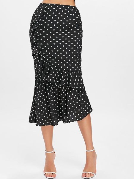 

kenancy горошек рябить воланом юбка, Black