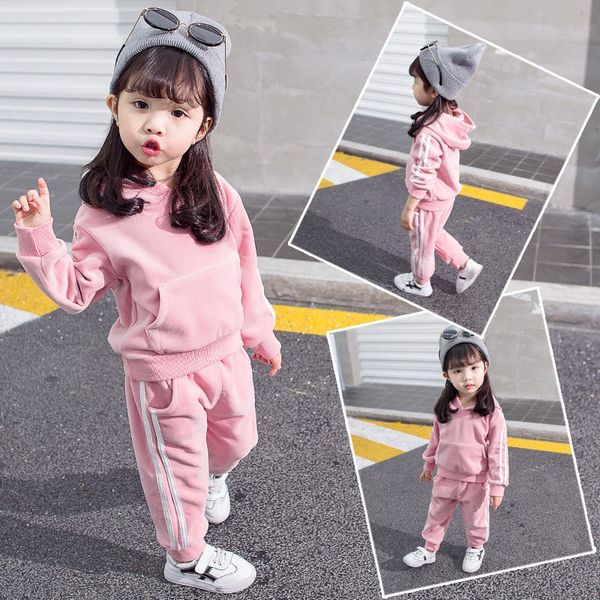 

girls clothing sets spring autumn children clothes coats+pants 2pcs tracksuits for baby girls kids sports suits, White