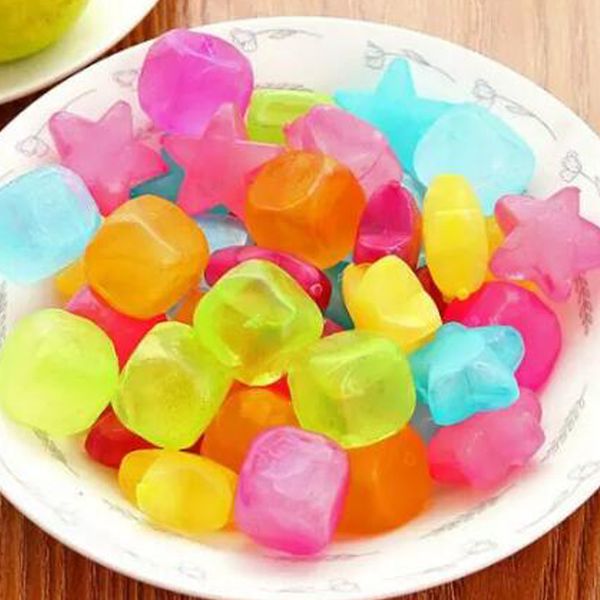 

6pcs/pack ice cubes plastic fruit shaped reusable plastic multicolour cool cold drinkware bar barbecue party bar tools cca9461 100lots