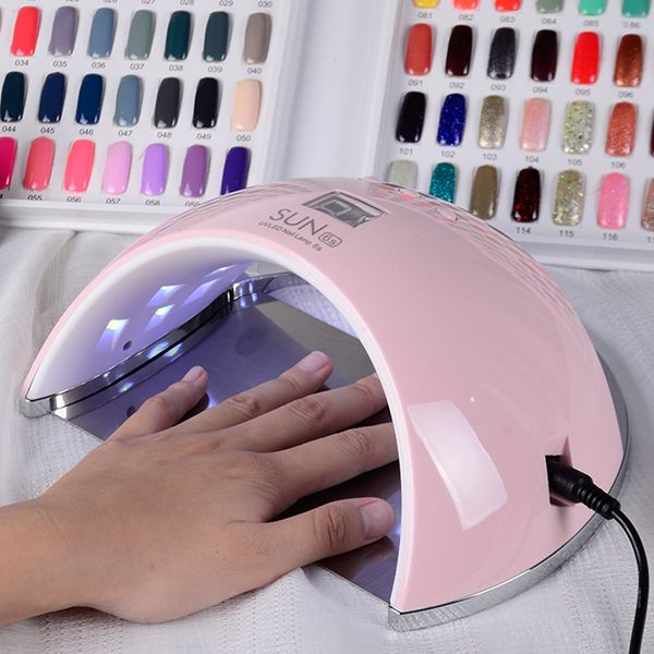 

sunuv sun6 48w dual uv led nail lamp nail dryer gel polish curing light with bottom 30s/60s/99s timer lcd display