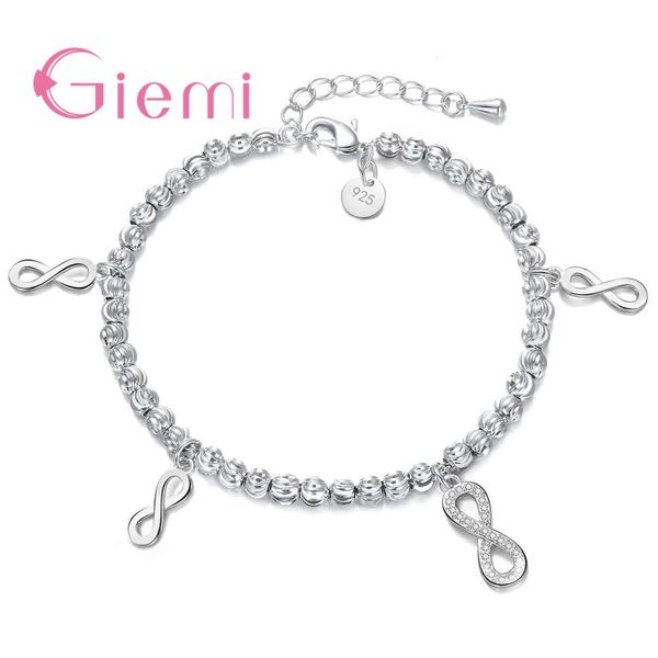 

giemi for women girls brilliant 925 sterling sier bracelets for women ladies digital "8" pendant jewelry gift, Golden;silver