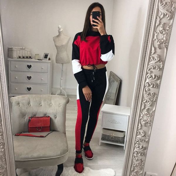 

new 2 pieces women ladies long sleeves tracksuit hoodies shirt pants sets sport wear casual suit, Black;blue
