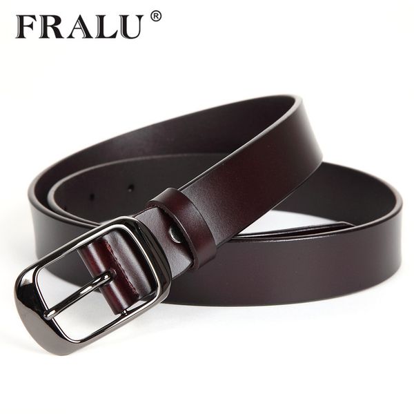 

wholesale fashion british wind two - story cow leisure belt real leather buckle young belt genuine leather women belt, Black;brown