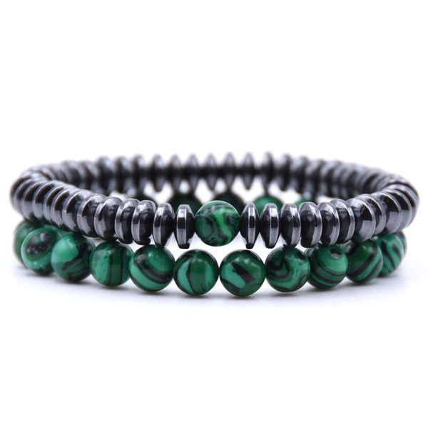 

2018 new fashion 2pcs/set charm natural stone energy bead bracelets bangles for women classic punk yoga hand braclet jewelry, Black