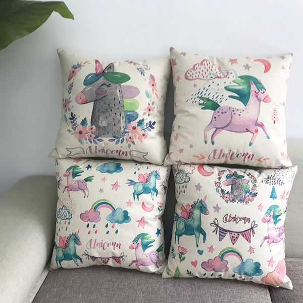

new multicolor pillow cover cotton cartoon color amusement park horse pillowcase sofa bedroom cushion cover car lumbar pillow case
