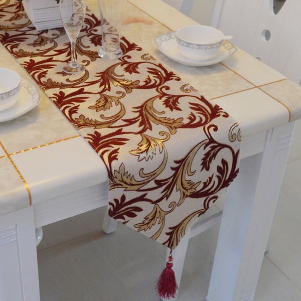 

table runner cover tassel 30 x 40 45 160 180 200 220 240 260cm printed floral polyester beige red
