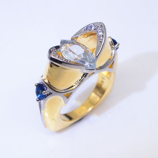 

new horse eye zircon yellow gold plating separation ring luxury stone wedding engagement rings for women vintage jewelry gifts, Silver