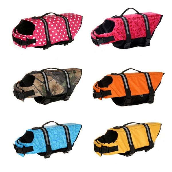 

7 ize pet aver life ve t wimming pre erver dog life jacket puppy pet urfing wimwear reflective tripe clothe for dog