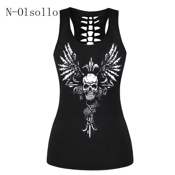 

2017 ladies summer fashion 3d printed skull punk rock black tank sporting fitness women jersey gymnastics vests, White