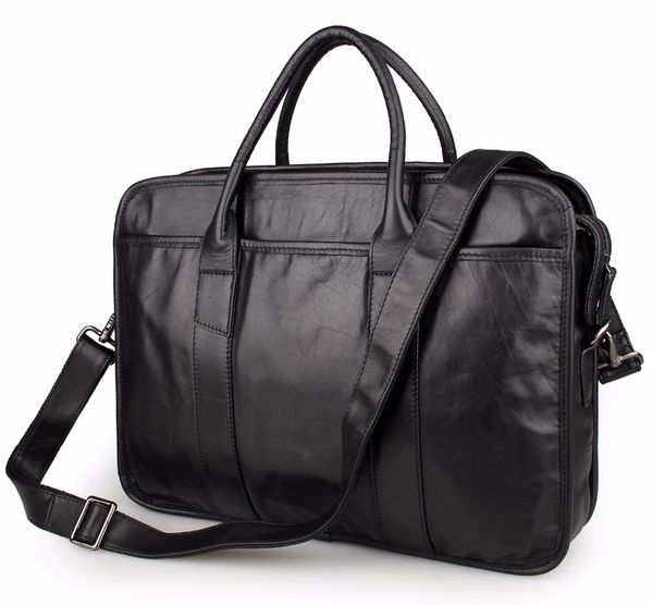 

guarantee real leather lapbag men black designer handbag business bag