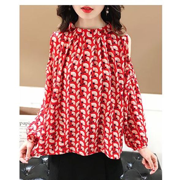 

new summer 2018 female dew shoulder chiffon shirt, White