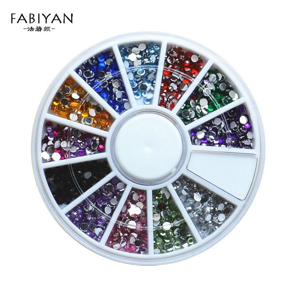 

12 color 3d round acrylic studs glitter rhinestone crystal wheel diy nail art decoration phone manicure tips tool jewelry beauty, Silver;gold