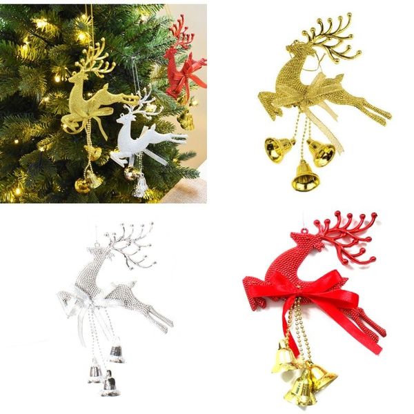 Weihnachts-Hirsch-Dekoration, Baum-Anhänger, Weihnachtsschmuck, Rot, Silber, Gold, Weihnachtsbaumschmuck, Heim-Festival-Ornamente, hängendes Geschenk