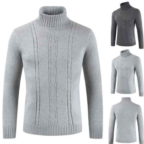 

padegao 2018autumn winter men sweater men's high collar solid color recreational sweater slim fit brand knitted warm pullovers, White;black