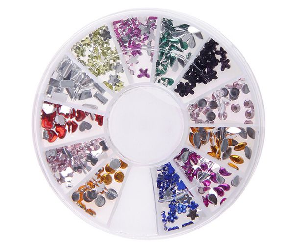 

wholesale 12 grid drill box acrylic mixed new nail small disk diy fingernail decoration and sticking, Silver;gold
