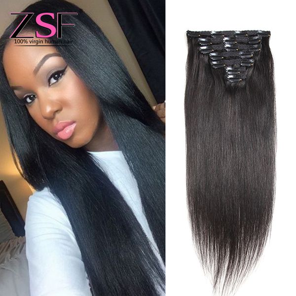 Zsf Unprocessed Indian Virgin Hair Extensions Clip In Human Hair 1