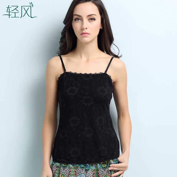 

silk sling pure silk lining lace camisole slim backing, Black;white