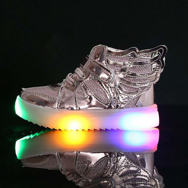 EU21-36 Kinder Schuhe Mit Licht Neue Mode Glowing Turnschuhe Jungen Kleine Mädchen Schuhe Flügel Leinwand Wohnungen Frühling Kinder Leuchten schuhe