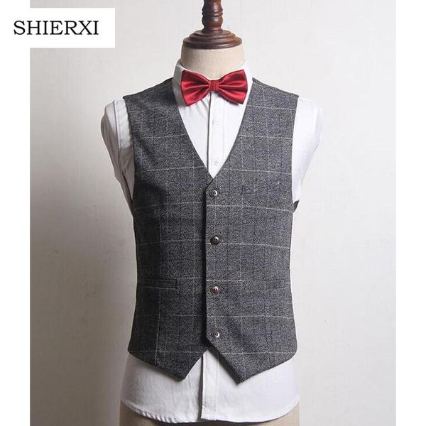 

suit vest men gray british sleeveless jackets casual spring autumn plus size mens waistcoat brand new, Black;white