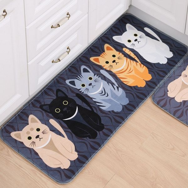 

1pcs hallway welcome floor mats animal cute cat print bathroom kitchen carpet house doormats living room anti-slip tapete rug
