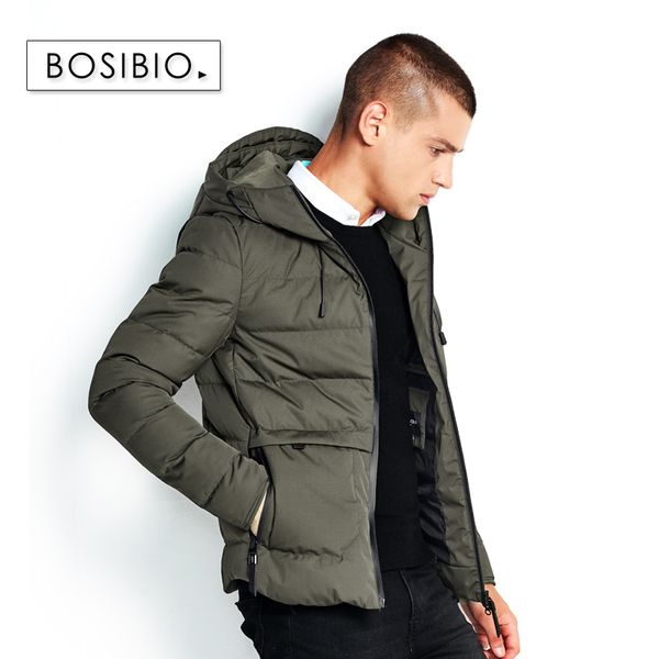 

bosibio 2018 winter mens jackets fashion warm thicken male parkas with hoods solid army green outwear new arrival 6665, Black