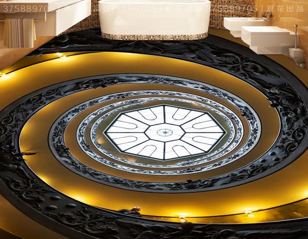 

обои home decor гостиная европейский стиль золотой винтовая лестница 3d напольная плитка для рисования обои для ванных комнат