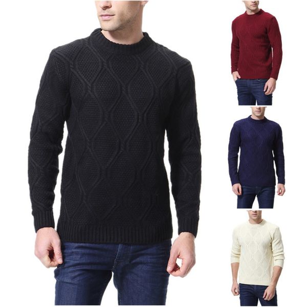 

autumn winter fashion man pullover new solid color round neck knitted casual sweater knitting mens clothing sweaters, White;black