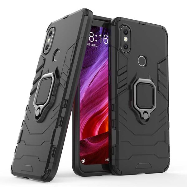 

For xiaomi mi a1 a2 5x 6x max 3 poco f1 ca e 360 rotating ring kick tand car magnetic mount cover ca e combo hybrid anti hock black panther