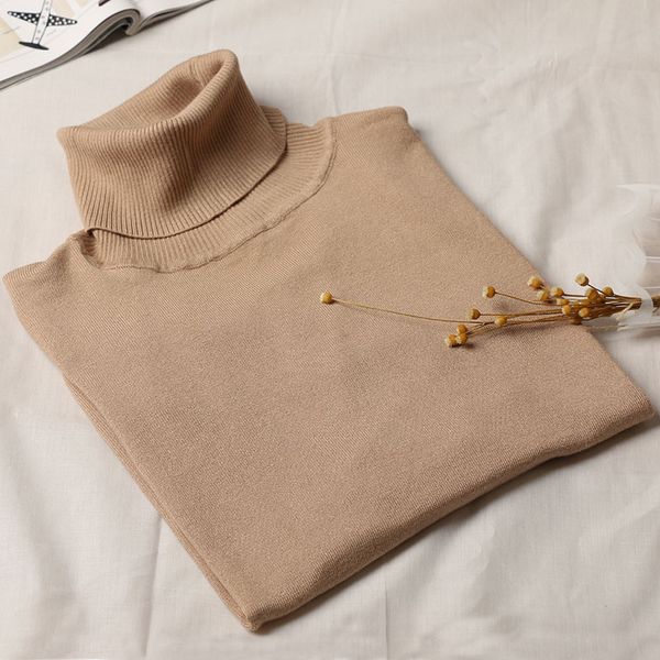 

women autumn winter slim sweater pullover solid color female turtleneck knitted sweater long sleeve warm, White;black