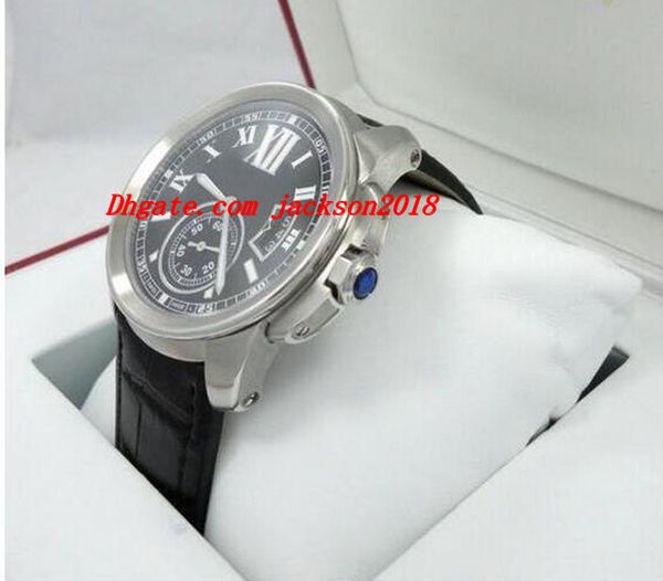 

box/certificate luxury watches new caliber de black dial stainless steel w710014 3389 automatic movement men watch