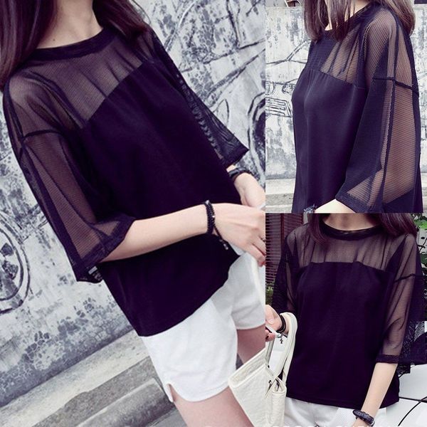 

women's t-shirt summer short sleeve casual ladies tee loose shirt blouse, Tan;black