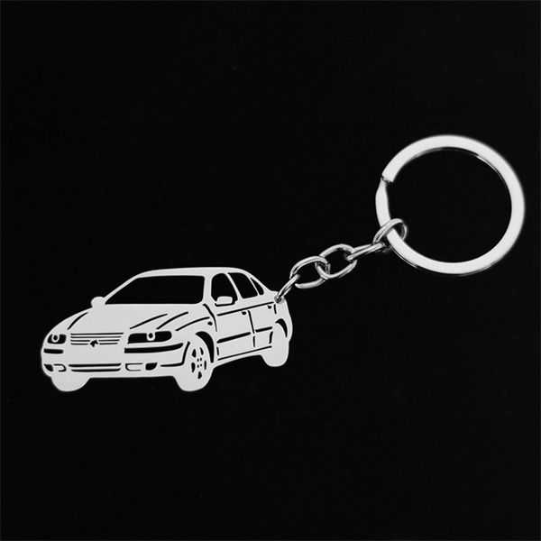 

stainless steel hollow baojun sedan model personality pendant key chain fashion key chain jewelry, Silver